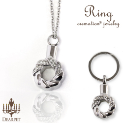 ペット 遺骨ペンダント キーホルダー Ring リング オールステンレス クリメイションジュエリー 【ネコポス対応】