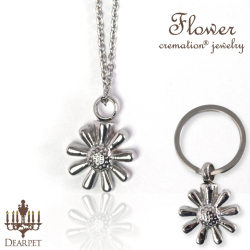 ペット 遺骨ペンダント キーホルダー Flower 花 オールステンレス クリメイションジュエリー 【ネコポス対応】