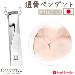 【5％ポイント還元】ペット 遺骨ペンダント ツイスト ホワイトゴールド K10 ダイヤモンド 国産