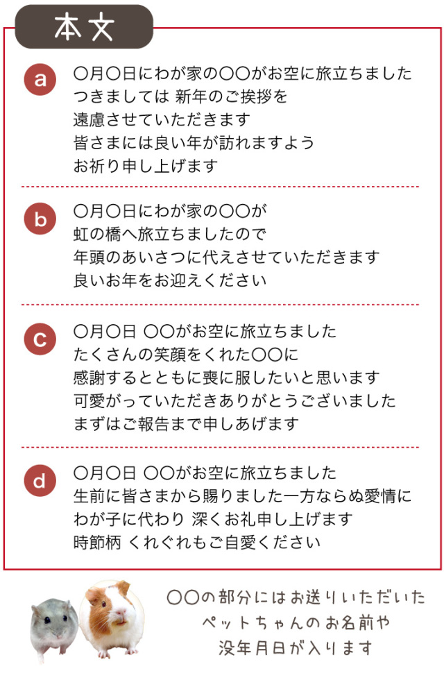 市場 ペット ネコポス対応 メッセージ 喪中はがき ハガキ 写真入り 葉書 名入れ無料 ペット用 10枚 お名前 喪中 印刷 セット 手紙
