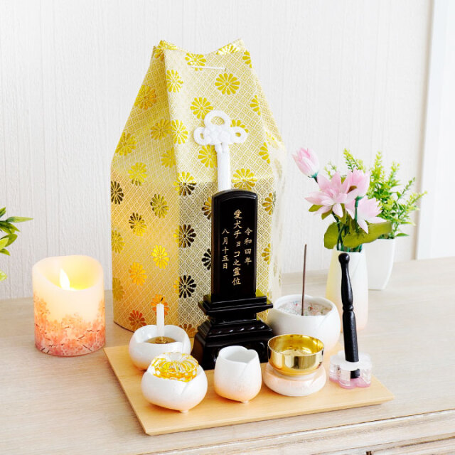 ペット骨袋 骨壷カバー 菊花 5寸 六角 ゴールド シルバー 骨袋 金 銀