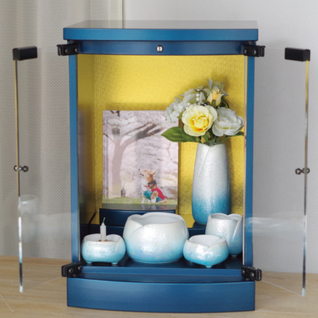 ペット仏具 やわらぎの花 ブルー - ペット仏壇・仏具・骨壷・位牌の