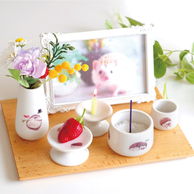 ペット仏具 ハリネズミ 5点 セット B 国産 仏具セット はりねずみ