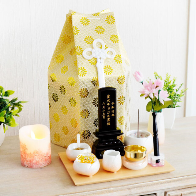 ペット骨壷 骨袋 セット 骨壷カバー 菊花 6寸 直径約18cm 六角