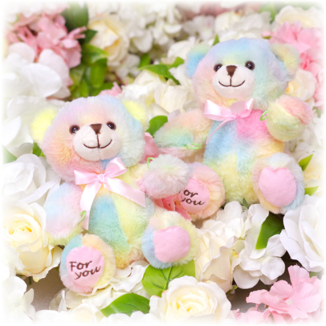 ペット仏具 虹の橋 くまちゃん ミニ ぬいぐるみ お供え レインボー