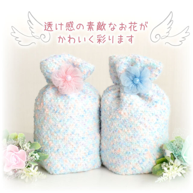 受注生産】ペット骨袋 骨壷カバー マシュマロ 6寸 国産 ピンク ブルー お花