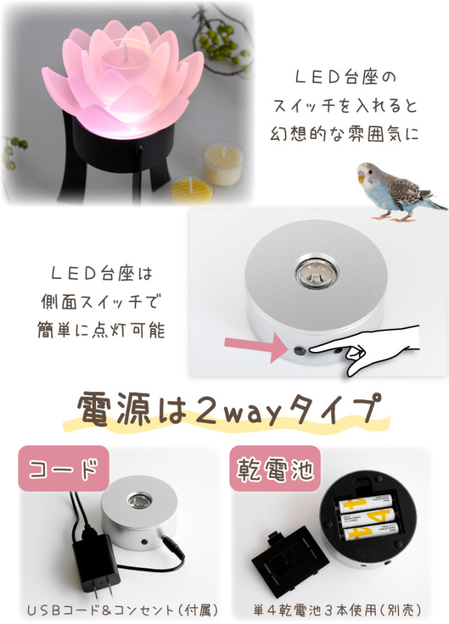 ペット仏具 LED コースター付き キャンドルスタンド とうろう清蓮華 DX