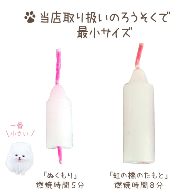 ペット ろうそく 超ミニ寸 約5分燃焼 ロウソク ローソク カラフル 虹の橋 白芯 ネコポス対応