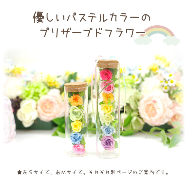 ペット お悔やみ プリザ 虹の橋 グラス ローズ プリザーブドフラワー ｍ