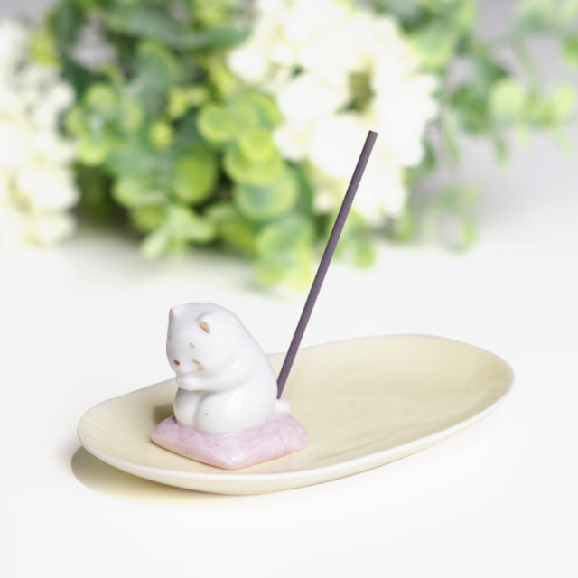 ペット仏具 祈りの香立て わんちゃん ねこちゃん 線香立て 陶器 38-161
