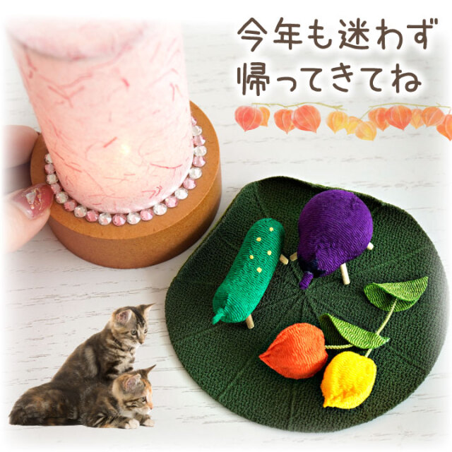希少　お盆 ペット用 お盆供養 精霊馬 かご入り ミニ お盆飾りちりめん
