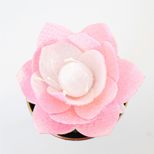 ペット用 ちりめん 蓮華 台付き お飾り オブジェ 置物 ミニ