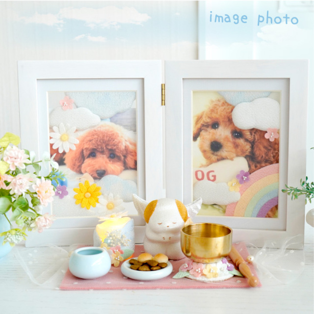 ペット仏具 ちりめん細工 パステル おそらのメモリアルフレーム 写真