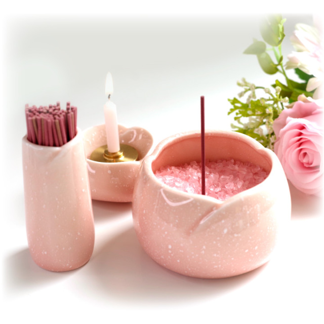 ペット仏具 国産 線香差し やわらぎの花 さくら ゆず 美濃焼 かわいい