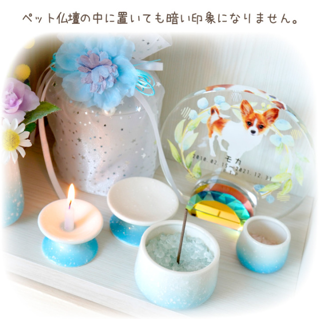 ペット 位牌 ペタルクリスタル 写真 名前 年月日 メッセージ 花柄