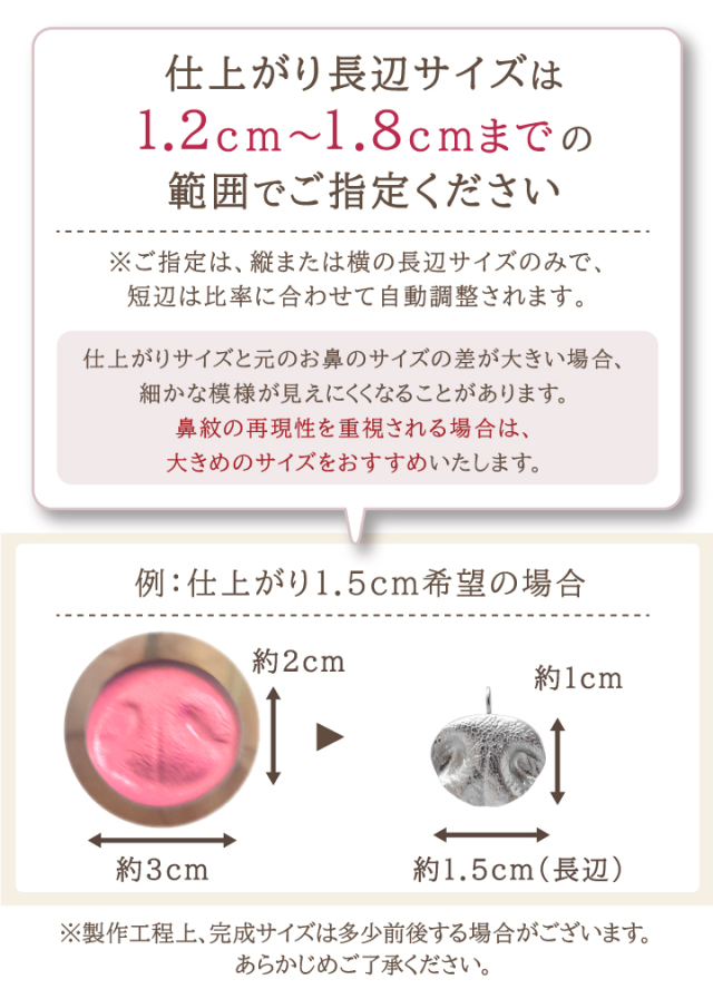 鼻紋ジュエリー ペット ぷっくり お鼻 ペンダント S L00-S 小 DEAR 