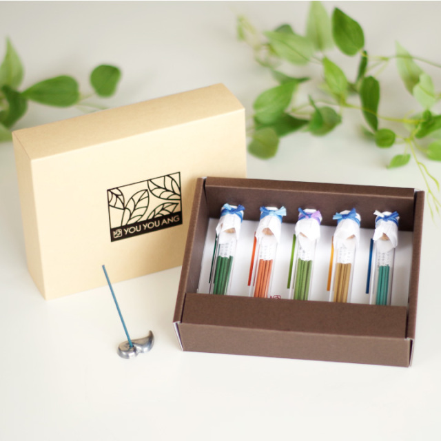 ペット マイナスイオンのお線香 瓶入り 5種 ギフト セット 香立て付