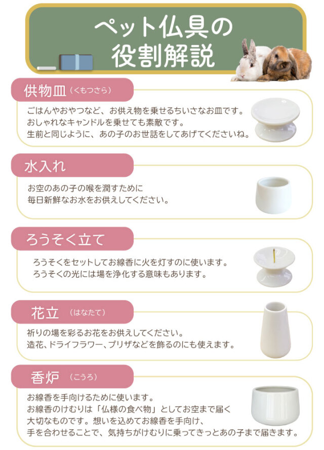 ペット仏具 うさぎちゃん 仏具 5点セット