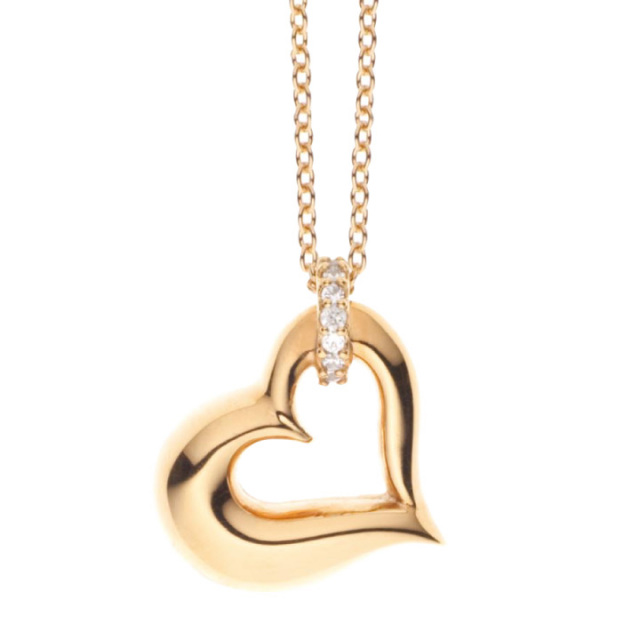 ペット 遺骨ペンダント オープンハート イエローゴールド K18 国産