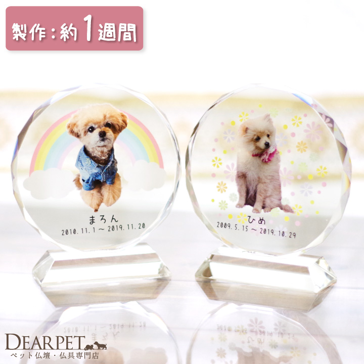 ペット位牌 サークル クリスタル 両面タイプ