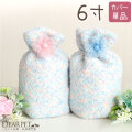 【受注生産】ペット骨袋 骨壷カバー マシュマロ 6寸  国産 ピンク ブルー お花