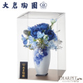ペット お悔み お花 花瓶 フラワーアレンジ セット ケース入り 造花 アーティフィシャルフラワー 国産 大倉陶園 ブルーローズ 最高級 陶磁器 日本製 