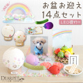 【10％ポイント還元】ペット 盆 まあるい提灯 & ちりめん パステル 精霊馬 お盆お迎えセット ネームプレート pset
