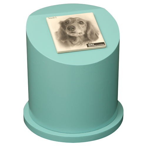 ペットのお墓ペットカロート丸型写真陶板モノクロ100