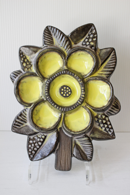 北欧ヴィンテージ/Upsala Ekeby（ウプサラエクビー）/陶板の壁掛け/レモンイエロー/SOLD OUT