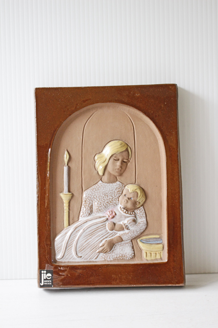 北欧ヴィンテージ/jie gantofta社/陶板の壁掛け/スウェーデンの親子/SOLD OUT