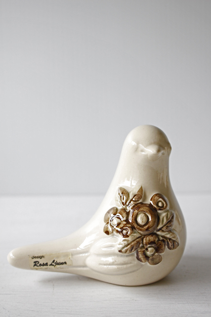 北欧ヴィンテージ/Rosa Ljung/オブジェ/小鳥/ホワイト×ブラウン/SOLD OUT