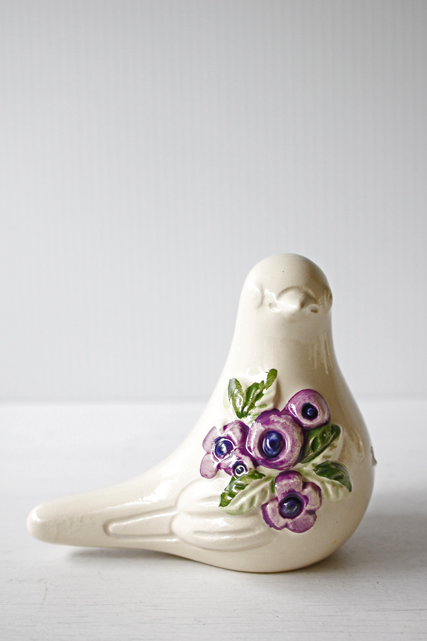 北欧ヴィンテージ/Rosa Ljung/オブジェ/小鳥/ホワイト×パープル/SOLD OUT