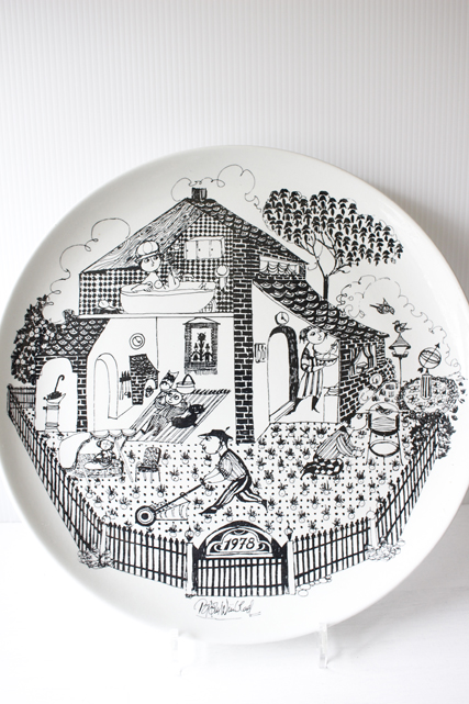 大判！Φ35cm/Bjorn　Wiinblad（ヴョルン・ウィンブラッド）/コラボプレート(デンマークの家族）/SOLD OUT