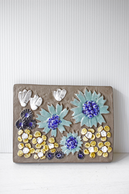 北欧ヴィンテージ/jie gantofta社/陶板の壁掛け/フラワーモチーフ/SOLD OUT