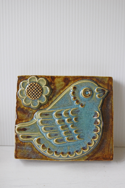 北欧ヴィンテージ/EGO社/陶板の壁掛け/小鳥とお花/SOLD OUT