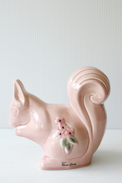 北欧ヴィンテージ/Rosa Ljung/陶器のオブジェ/ピンクのリス/SOLD OUT