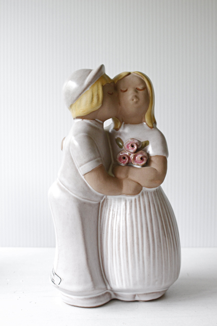 北欧ヴィンテージ/jie gantofta社/陶器のオブジェ/恋人達とブーケ/SOLD OUT