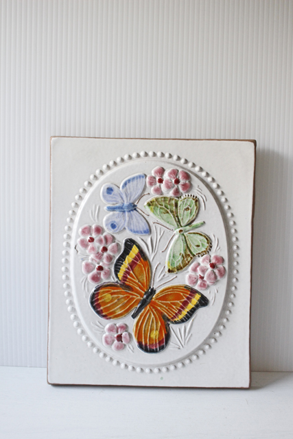 北欧ヴィンテージ/jie gantofta社/陶板の壁掛け/蝶々モチーフ/SOLD OUT