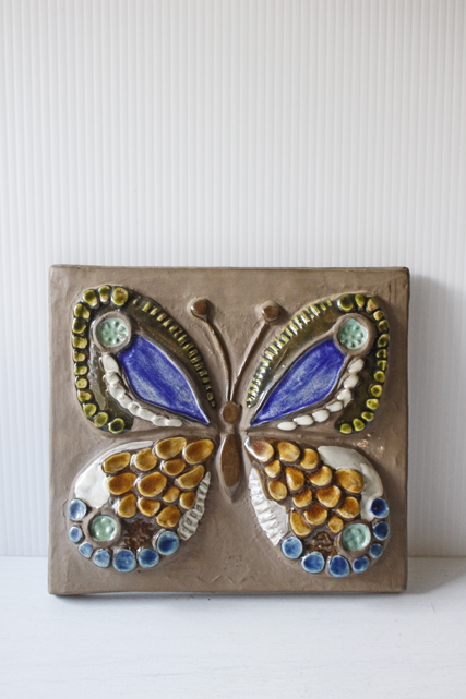 北欧ヴィンテージ/jie gantofta社/陶板の壁掛け/蝶々モチーフ/SOLD OUT
