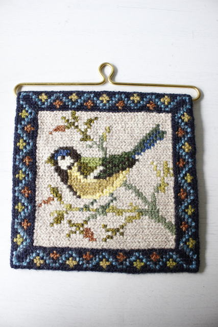 北欧ヴィンテージ/ツヴィスト刺繍/小鳥のタペストリー/SOLD OUT