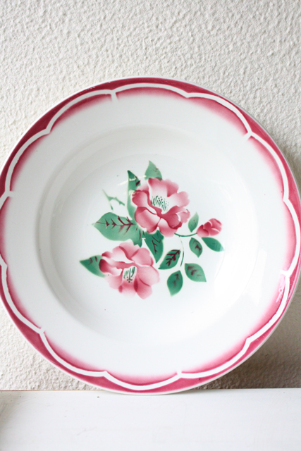 フランス製/SARREGUEMINES/スープボウル/ステンシルのバラ/SOLD OUT