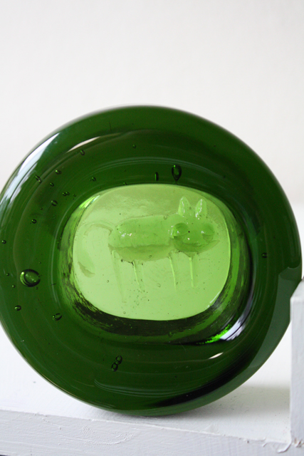 Boda/Erik Hoglund /ガラスのアッシュトレイ/グリーンのネコ/SOLD OUT