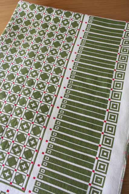 リバーシブル！/北欧ヴィンテージクロス/グリーン×ホワイト/SOLD OUT