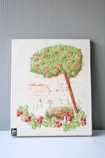北欧ヴィンテージ/jie gantofta社/陶板の壁掛け/草原の家/SOLD OUT