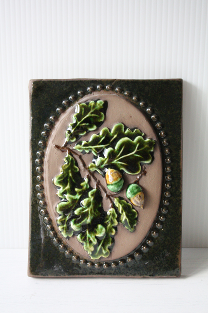 北欧ヴィンテージ/jie gantofta社/陶板の壁掛け/どんぐり/SOLD OUT