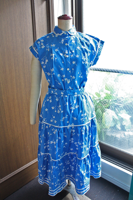 北欧ヴィンテージ/コットンツーピース/ブルー×クローバー/SOLD OUT