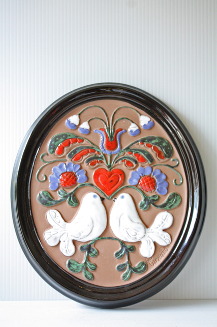 北欧ヴィンテージ/GABRIEL社/陶板の壁掛け/鳩＆ハートモチーフ/SOLD OUT
