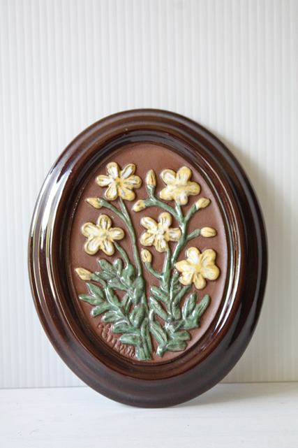 北欧ヴィンテージ/GABRIEL社/陶板の壁掛け/黄色のお花/ SOLD OUT