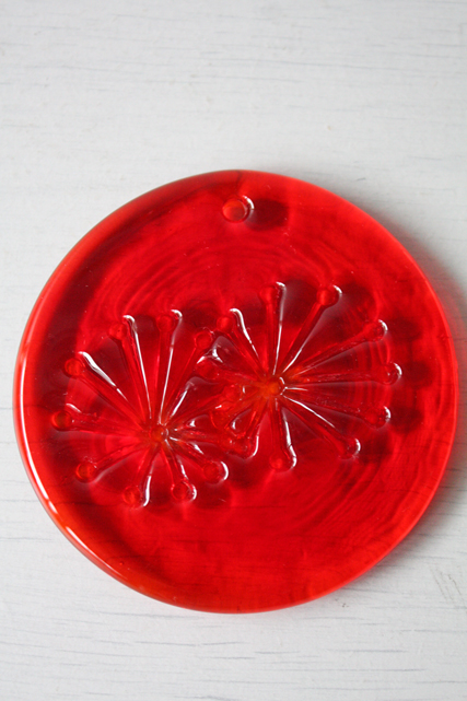 北欧ヴィンテージ/Holmegaard（ホルムガード）/ガラスのサンキャッチャー/クリアレッド/Φ8cm/SOLD OUT