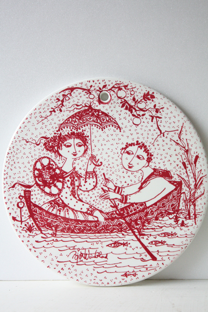 北欧ヴィンテージ/Bjorn　Wiinblad（ヴョルン・ウィンブラッド）/マンスリープレート（7月）/赤